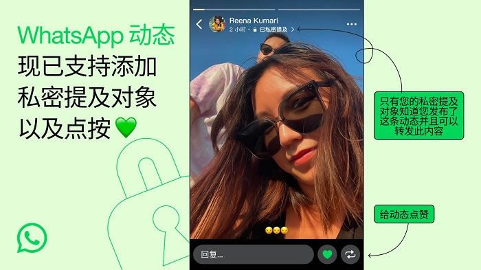 通过 WhatsApp 动态表达关注与关爱之心
